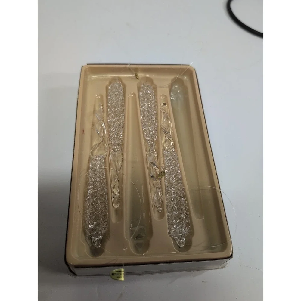 SILVESTRI PLASTIC IRIDESCENT TWISTED CHRISTMAS‎ ICICLES ORNAMENTS Set Of 4